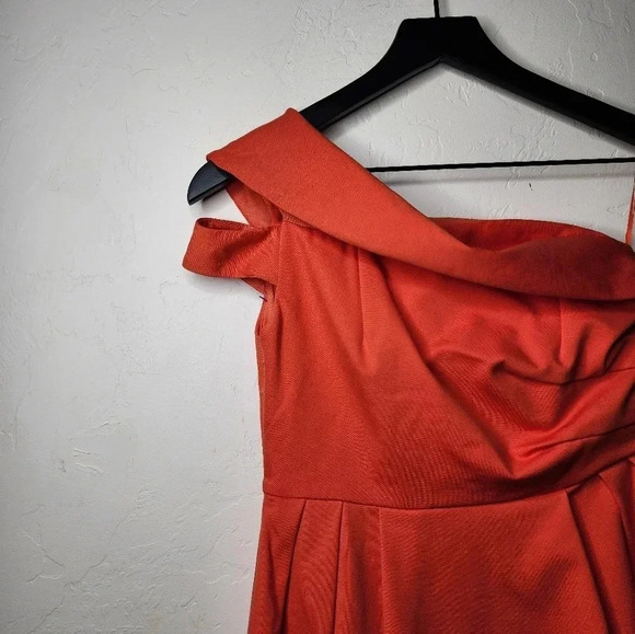 Topshop One Shoulder‎ Fit and Flare Dress in Orange Size US 2 - Picture 6 of 9